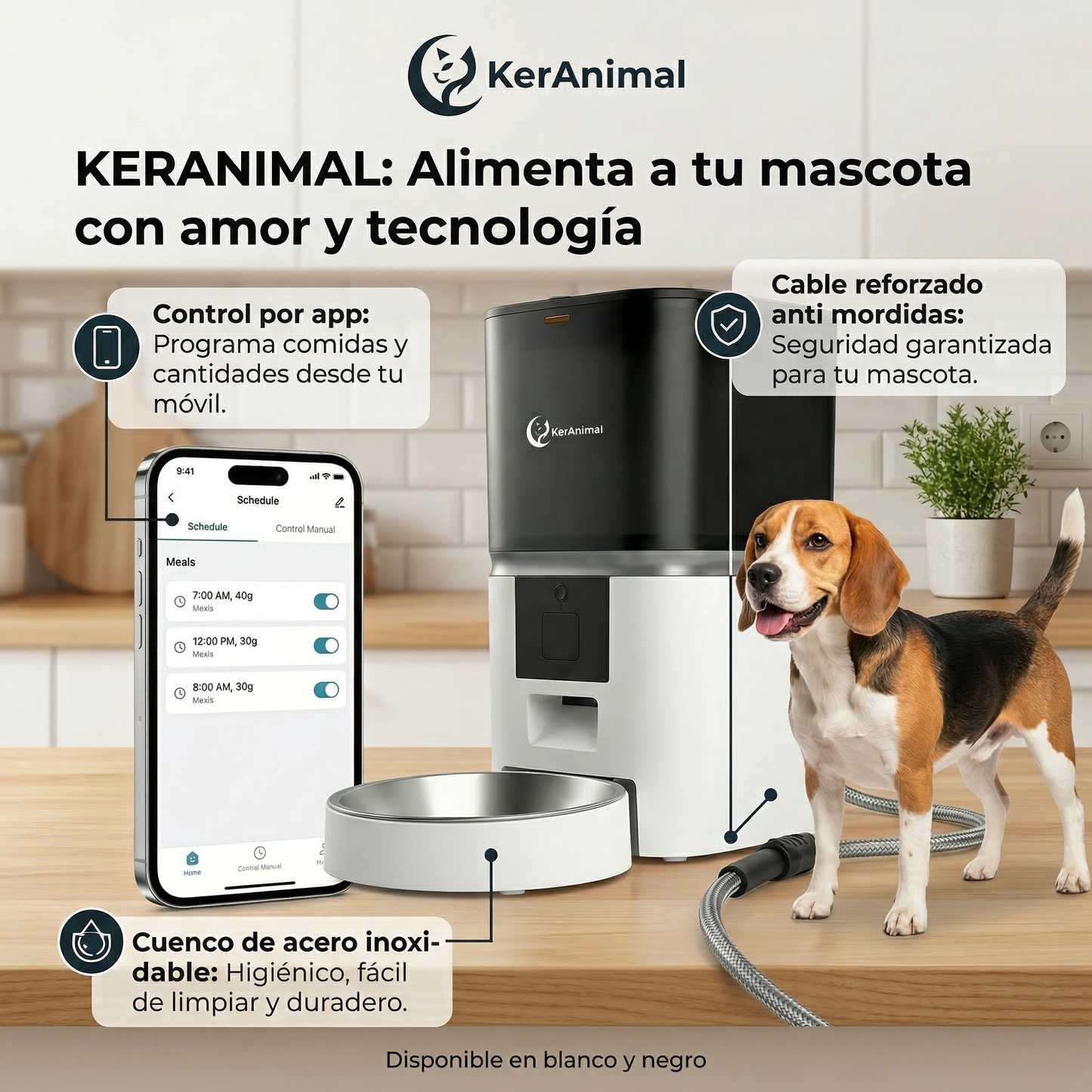 Comedero Automático WiFi Kerabowl® | 6L Inox | KerAnimal Original