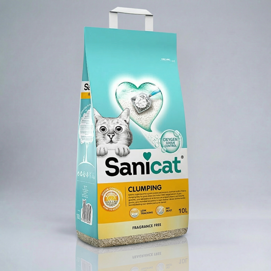 Arena Aglomerante Blanca Sanicat Clumping sin Aroma para Gatos 10 L